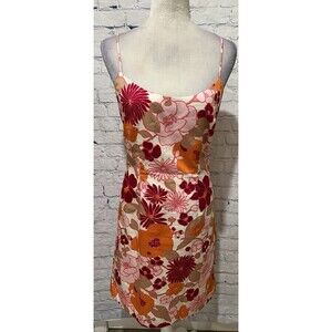 Vintage Y2K Ann Taylor Retro Hawaiian Floral Dress Cotton Size 6
